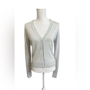 ATHLETA Lightweight Button Up Cardigan Sweater Fog Grey Heather Large